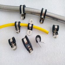 石龙区紧固件不锈钢R型管夹Φ24套胶皮R型线夹橡胶减震金属卡箍